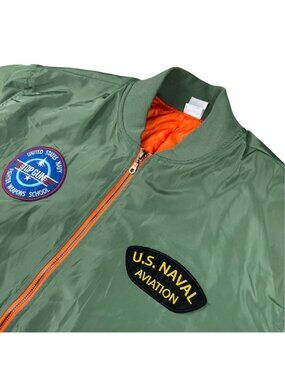 Top Gun Adult Spirit Halloween Costume Bomber Jacket Green • XL